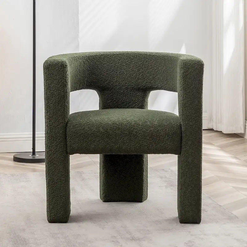 Sillón cuadrado tapizado de bouclé KINWELL de 28 W