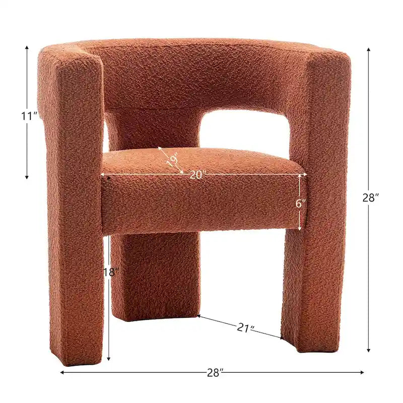 KINWELL 28 Wide Boucle Upholstered Square Armchair