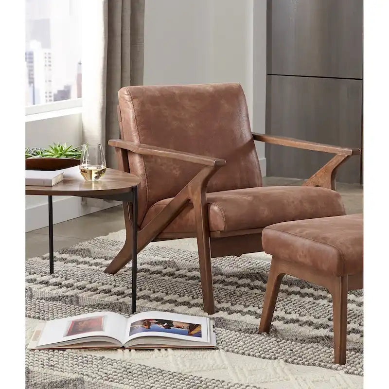 Simple Living Bianca Holzsessel im Mid-Century-Modern-Stil