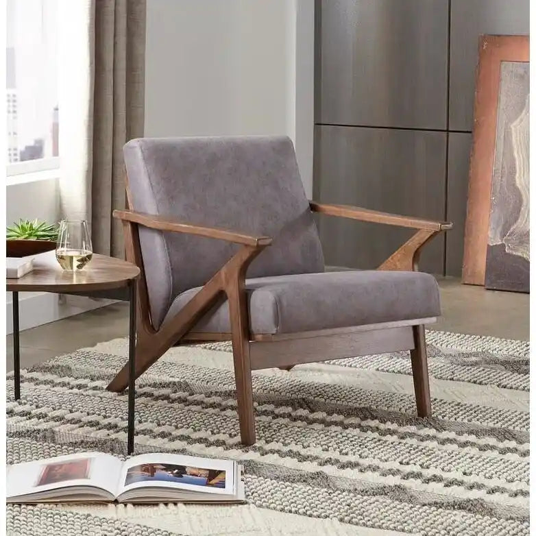 Simple Living Bianca Holzsessel im Mid-Century-Modern-Stil