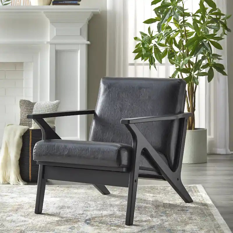 Simple Living Bianca Holzsessel im Mid-Century-Modern-Stil