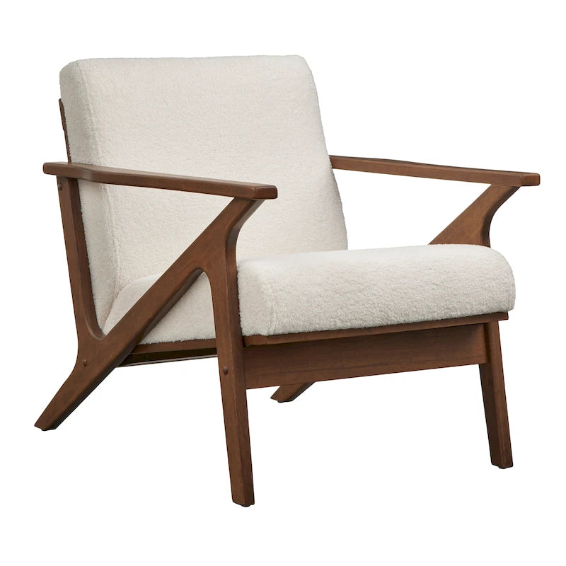 Simple Living Bianca Holzsessel im Mid-Century-Modern-Stil