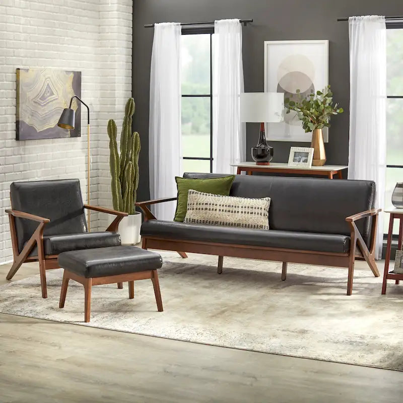 Simple Living Bianca Holzsessel im Mid-Century-Modern-Stil