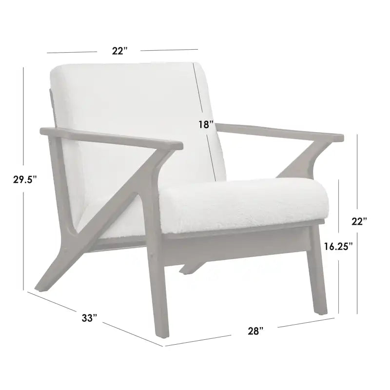 Simple Living Bianca Holzsessel im Mid-Century-Modern-Stil