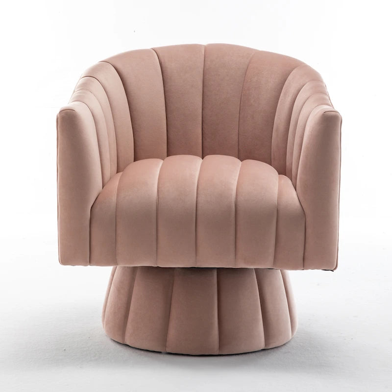 Sillón decorativo tipo barril con brazos, moderno y glamuroso, tapizado en terciopelo y giratorio, de SEYNAR, para sala de estar