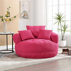 Boucle Upholstered Tufted Barrel Accent Living Room Chair With Toss Pillows