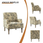 Geltrude Traditonal Floral Fabric Design Upholstered Accent Armchair with Turned Legs by HULALA HOME