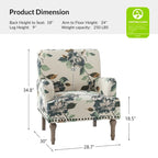 Geltrude Traditonal Floral Fabric Design Upholstered Accent Armchair with Turned Legs by HULALA HOME