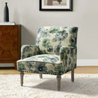Geltrude Traditonal Floral Fabric Design Upholstered Accent Armchair with Turned Legs by HULALA HOME