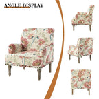 Geltrude Traditonal Floral Fabric Design Upholstered Accent Armchair with Turned Legs by HULALA HOME