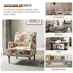 Geltrude Traditonal Floral Fabric Design Upholstered Accent Armchair with Turned Legs by HULALA HOME