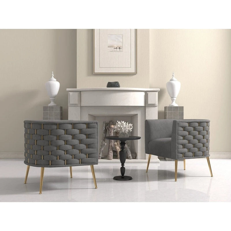 SEYNAR Mid-Century Modern Velvet Round Accent Chair for Living Room, set of 2
