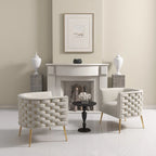 SEYNAR Mid-Century Modern Velvet Round Accent Chair for Living Room, set of 2