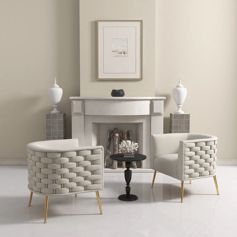 SEYNAR Mid-Century Modern Velvet Round Accent Chair for Living Room, set of 2