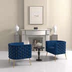 SEYNAR Mid-Century Modern Velvet Round Accent Chair for Living Room, set of 2