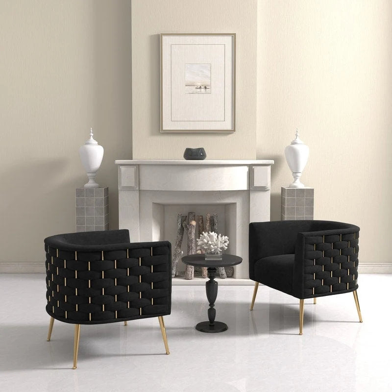 SEYNAR Mid-Century Modern Velvet Round Accent Chair for Living Room, set of 2