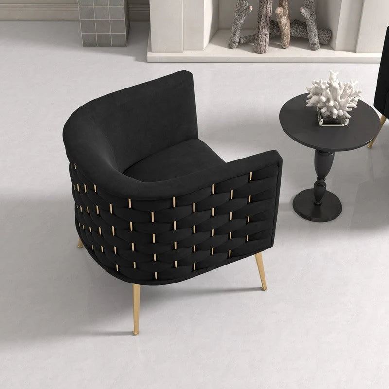 SEYNAR Mid-Century Modern Velvet Round Accent Chair for Living Room, set of 2