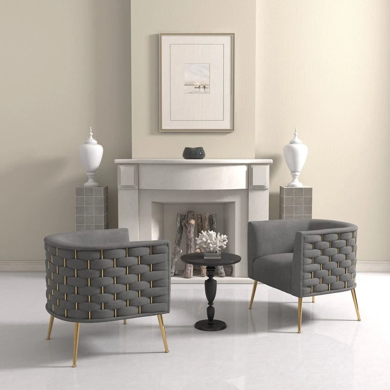SEYNAR Mid-Century Modern Velvet Round Accent Chair for Living Room, set of 2