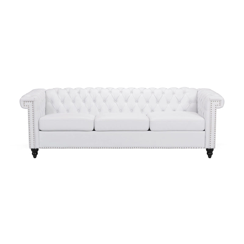 Trzyosobowa sofa Chesterfield z pikowaniem