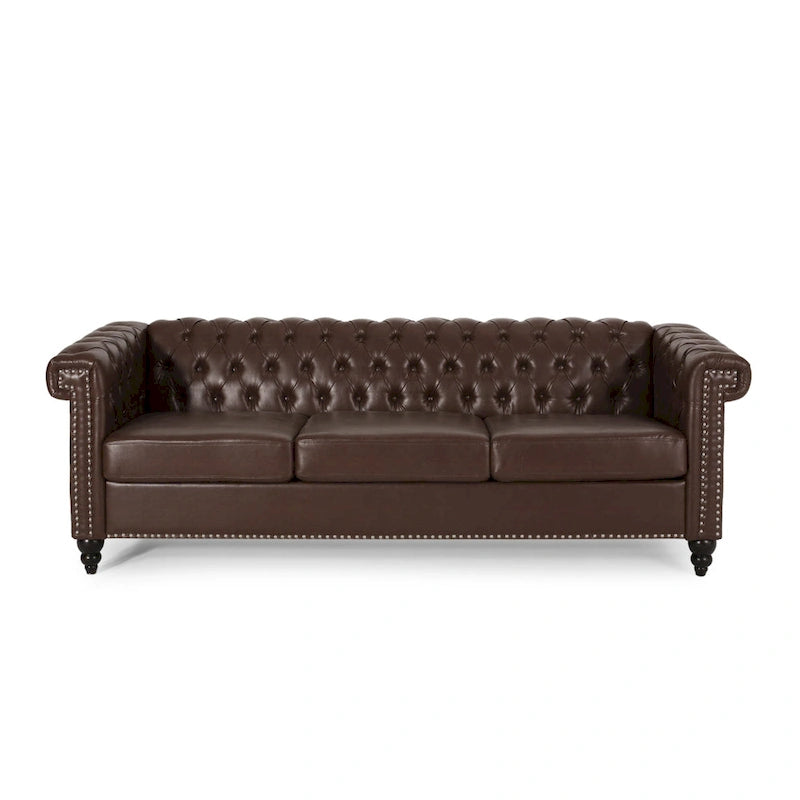 Trzyosobowa sofa Chesterfield z pikowaniem