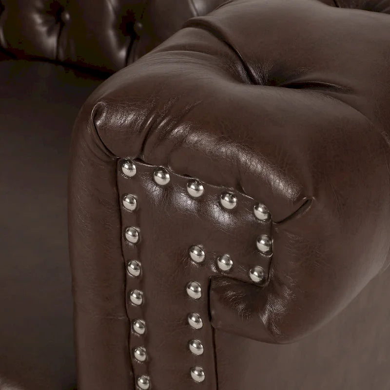 Trzyosobowa sofa Chesterfield z pikowaniem