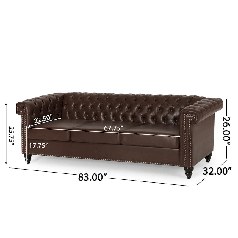 Trzyosobowa sofa Chesterfield z pikowaniem