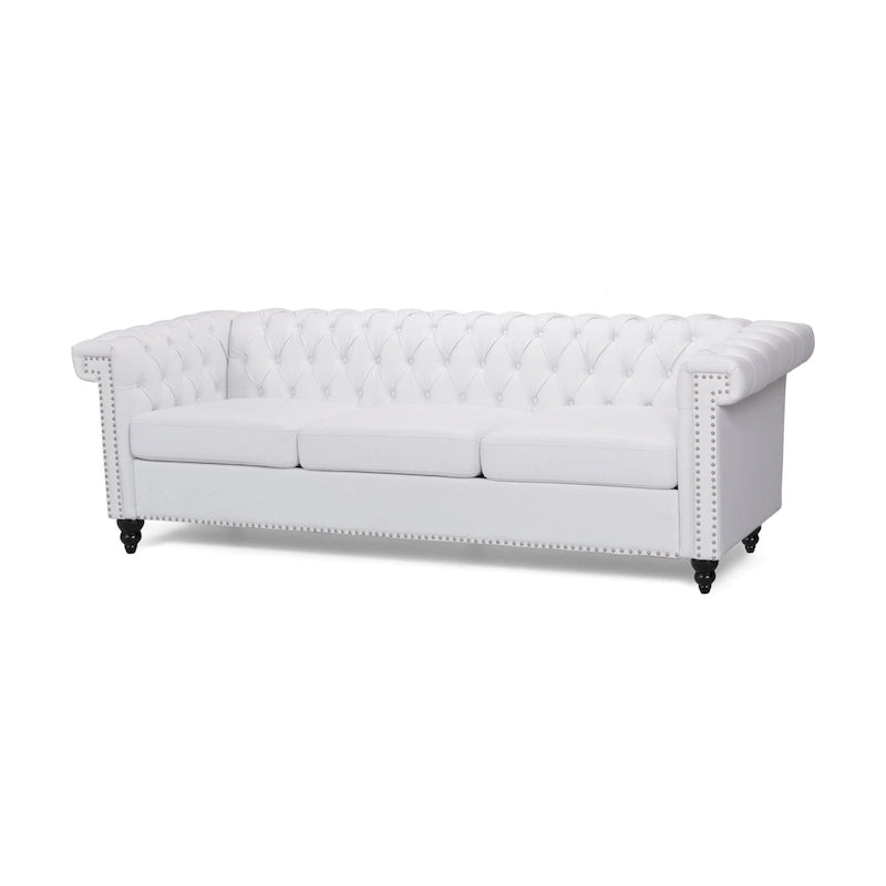 Trzyosobowa sofa Chesterfield z pikowaniem