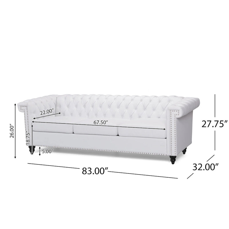 Trzyosobowa sofa Chesterfield z pikowaniem
