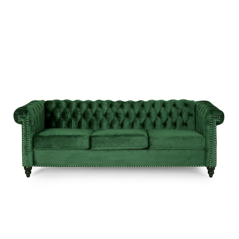 Trzyosobowa sofa Chesterfield z pikowaniem