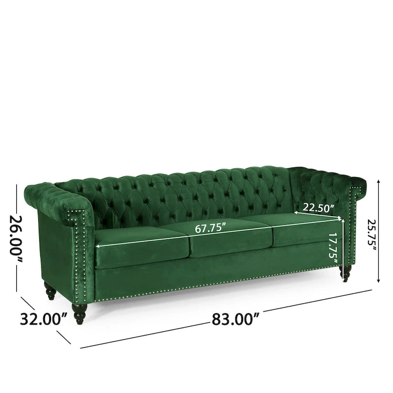 Trzyosobowa sofa Chesterfield z pikowaniem