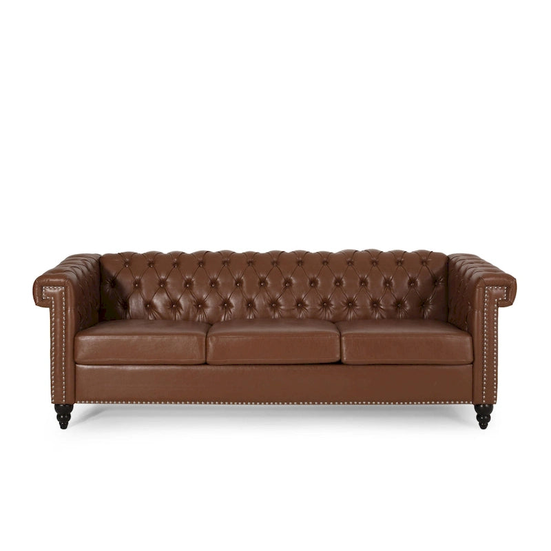Trzyosobowa sofa Chesterfield z pikowaniem