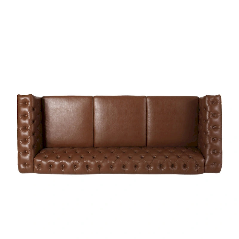 Trzyosobowa sofa Chesterfield z pikowaniem
