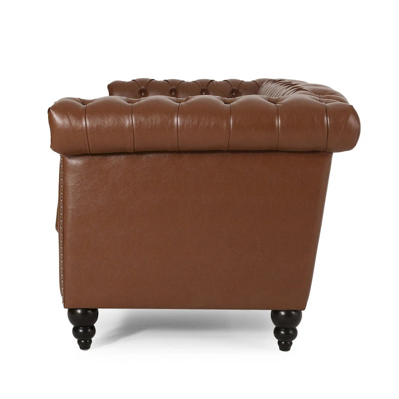 Trzyosobowa sofa Chesterfield z pikowaniem