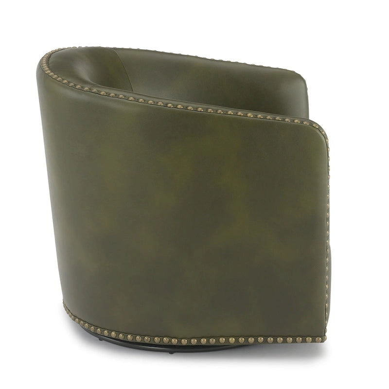 Truman drehbarer Kunstleder-Armlehnensessel mit Nagelkopfverzierung von Greyson Living