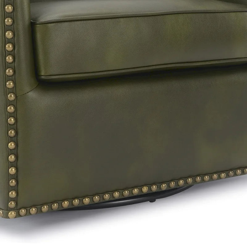 Truman drehbarer Kunstleder-Armlehnensessel mit Nagelkopfverzierung von Greyson Living