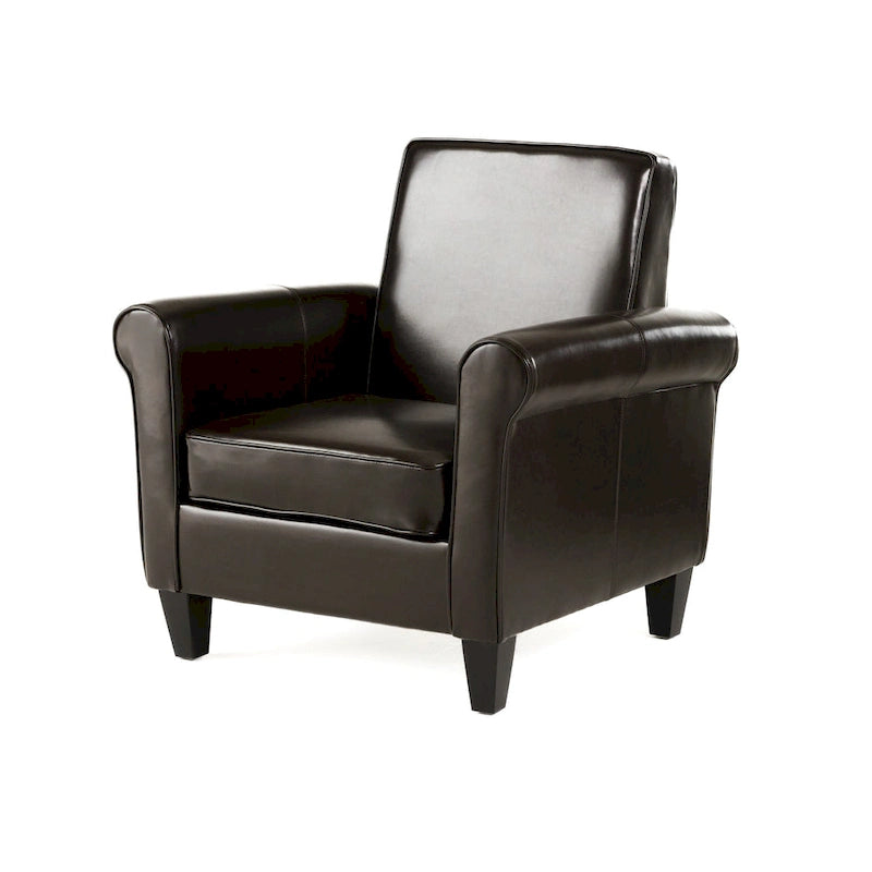 Poltrona club Freemont in pelle rigenerata marrone di Christopher Knight Home