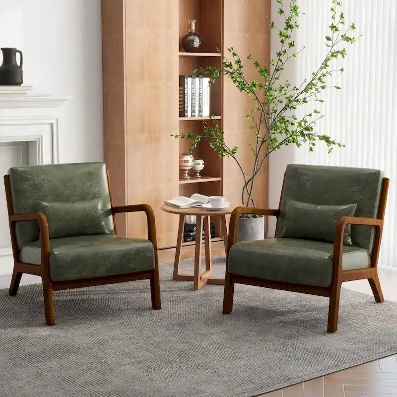 Conjunto de 2 sillones decorativos tapizados con cojines