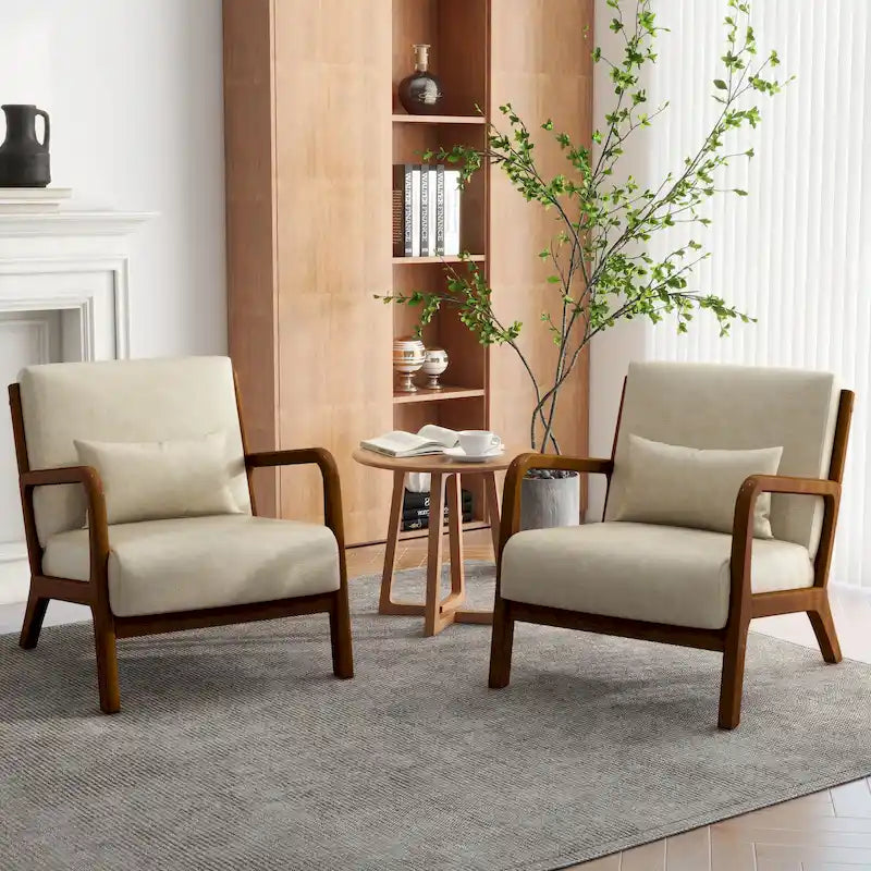 Conjunto de 2 sillones decorativos tapizados con cojines