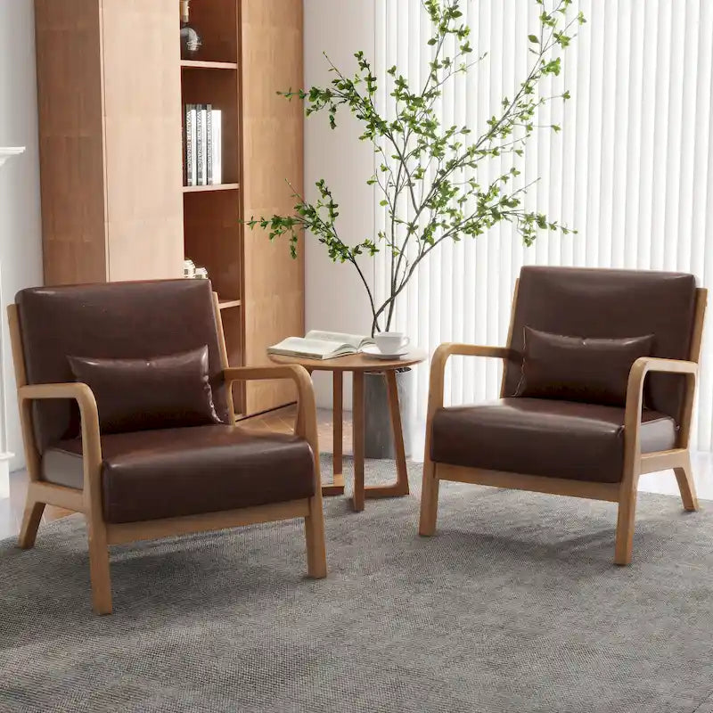 Conjunto de 2 sillones decorativos tapizados con cojines