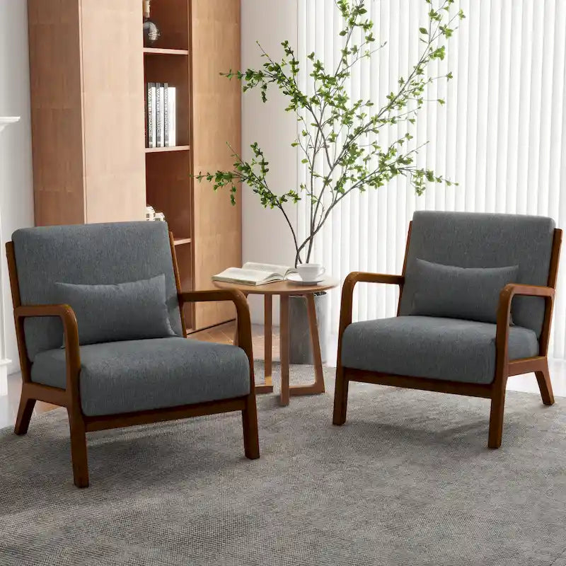 Conjunto de 2 sillones decorativos tapizados con cojines