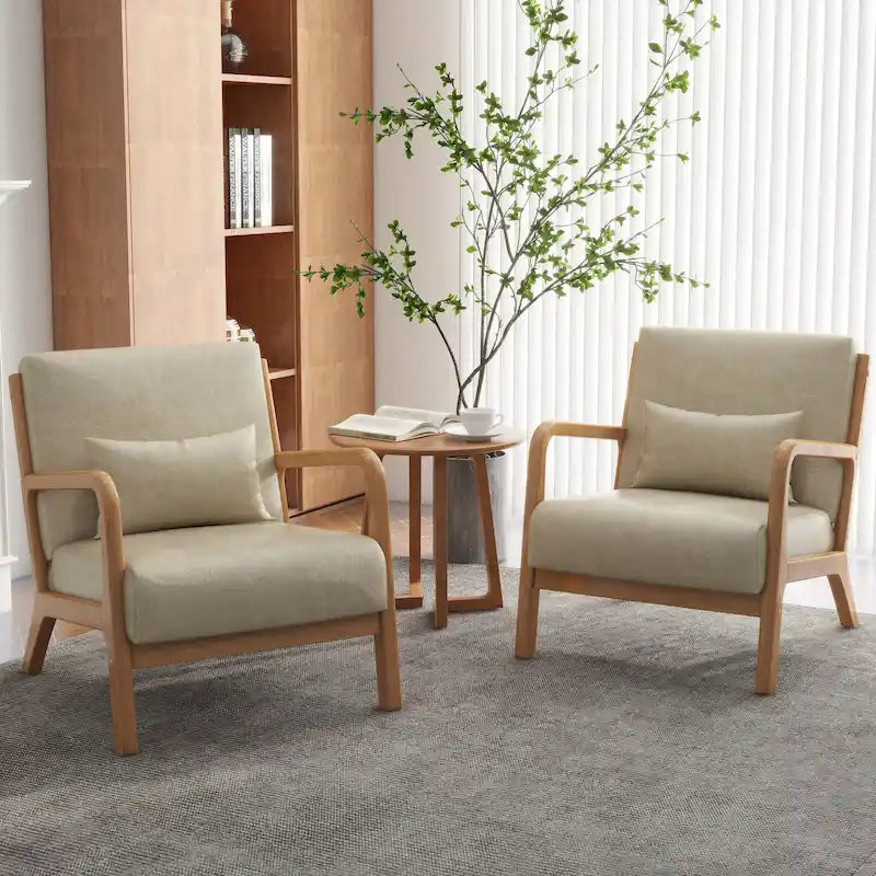 Conjunto de 2 sillones decorativos tapizados con cojines