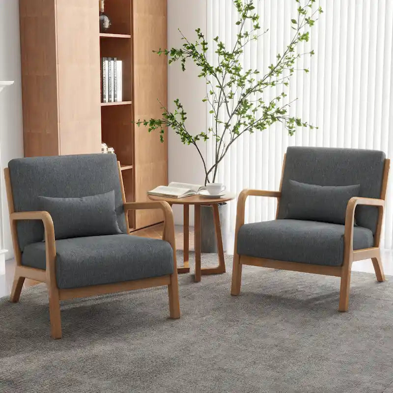 Conjunto de 2 sillones decorativos tapizados con cojines
