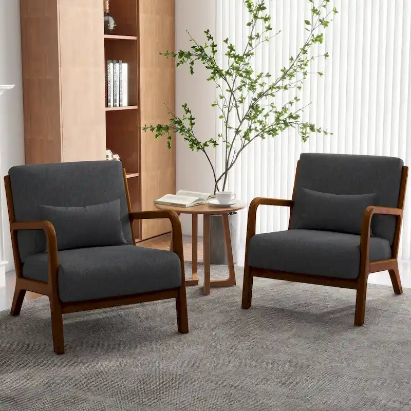Conjunto de 2 sillones decorativos tapizados con cojines