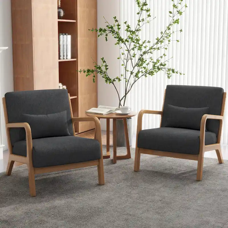 Conjunto de 2 sillones decorativos tapizados con cojines