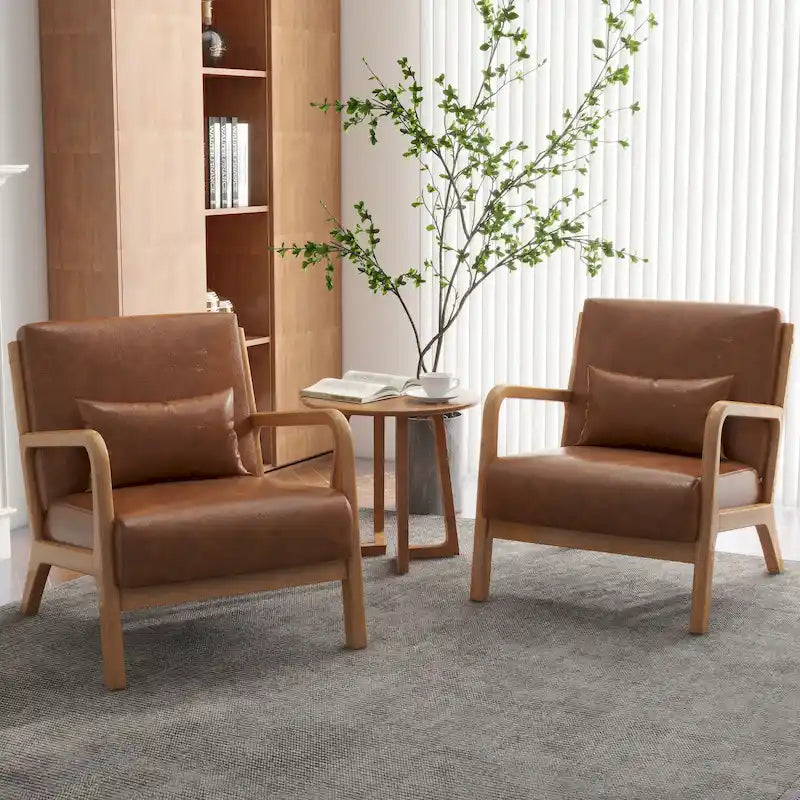 Conjunto de 2 sillones decorativos tapizados con cojines