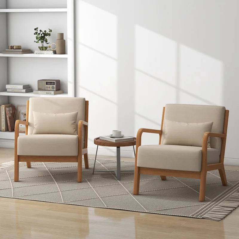 Upholstered Armchair Accent Chairs with Pillows Set of 2