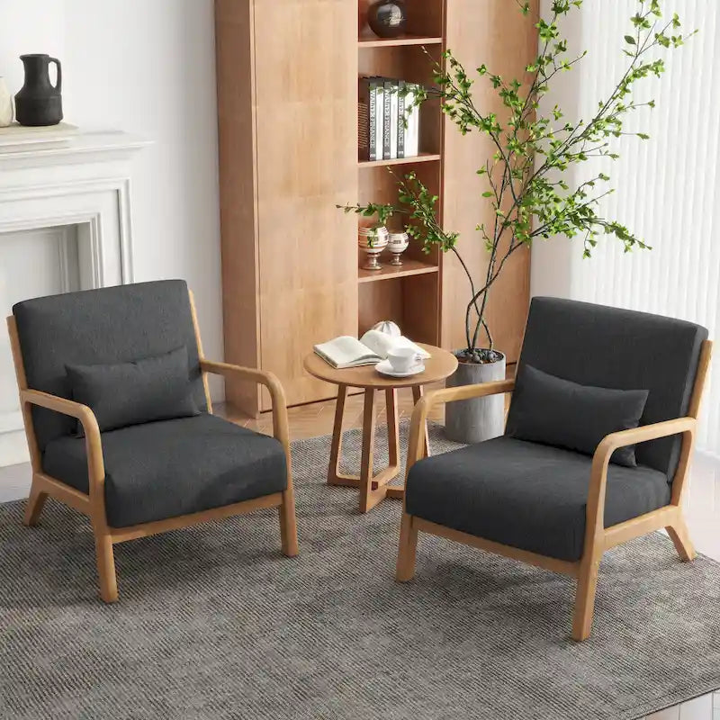 Upholstered Armchair Accent Chairs with Pillows Set of 2