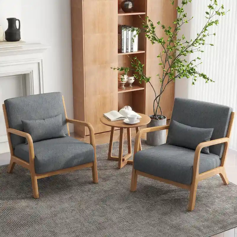 Upholstered Armchair Accent Chairs with Pillows Set of 2