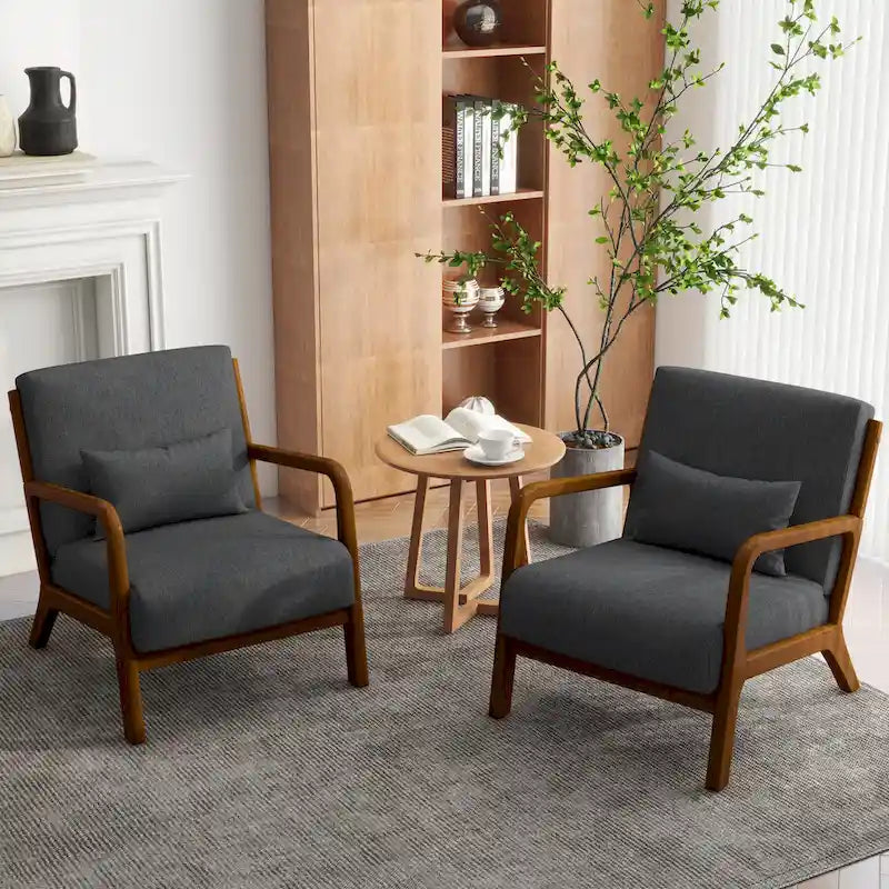 Upholstered Armchair Accent Chairs with Pillows Set of 2