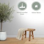 Mini sgabello vintage rettangolare in legno naturale Artissance, larghezza 11 in. - 11 W x 5 L x 9 H